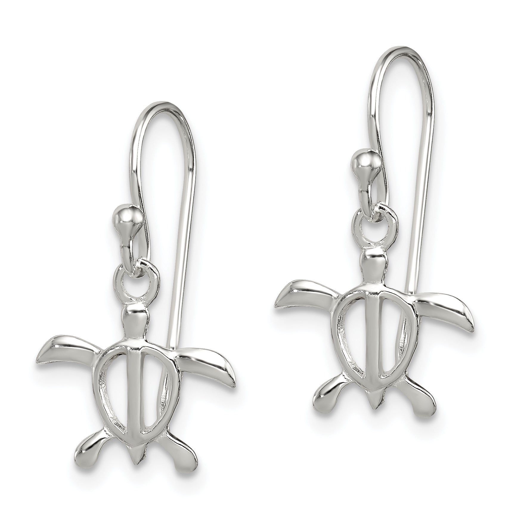 Sterling Silver Polished Turtle Dangle Earrings Secondary image