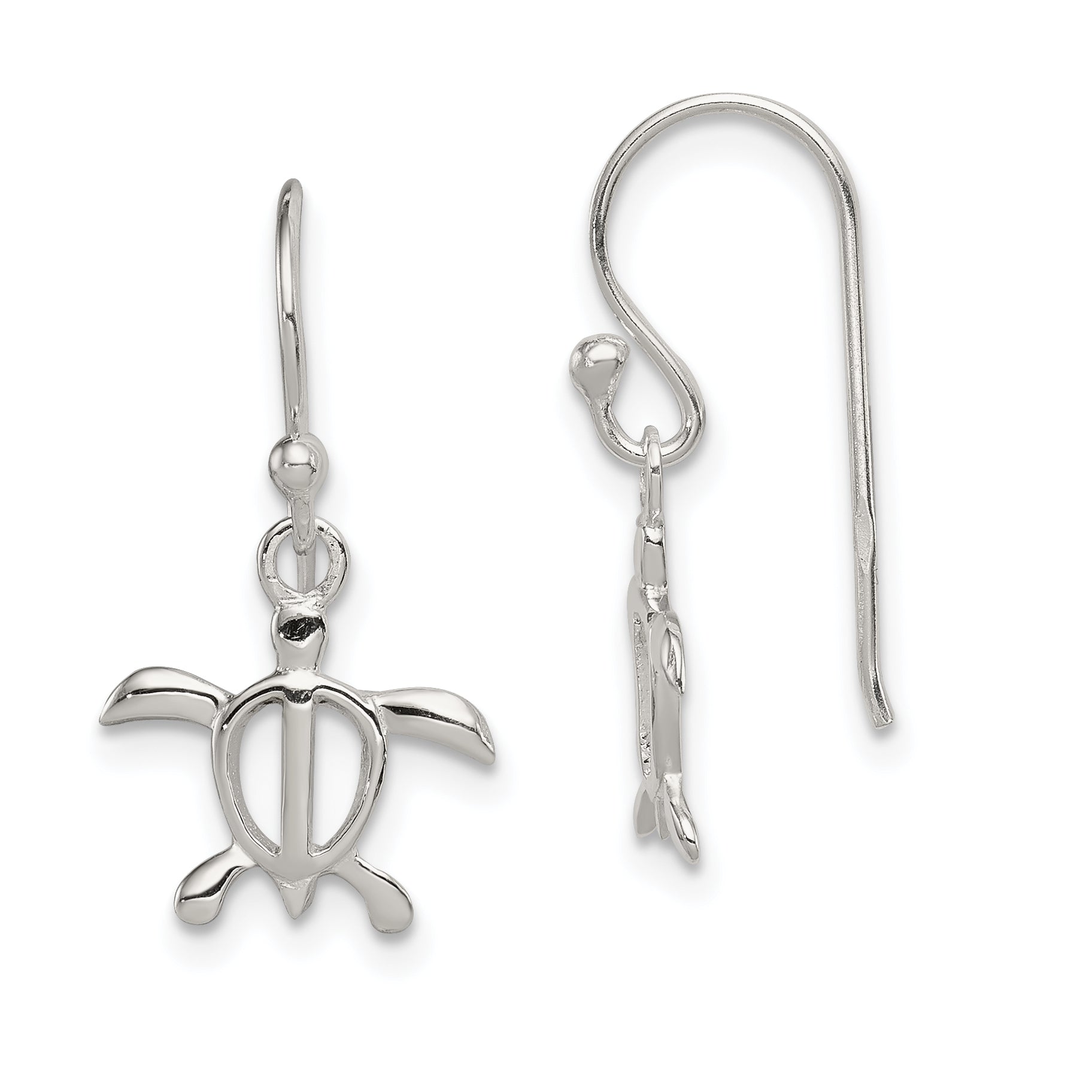 Sterling Silver Polished Turtle Dangle Earrings Main image