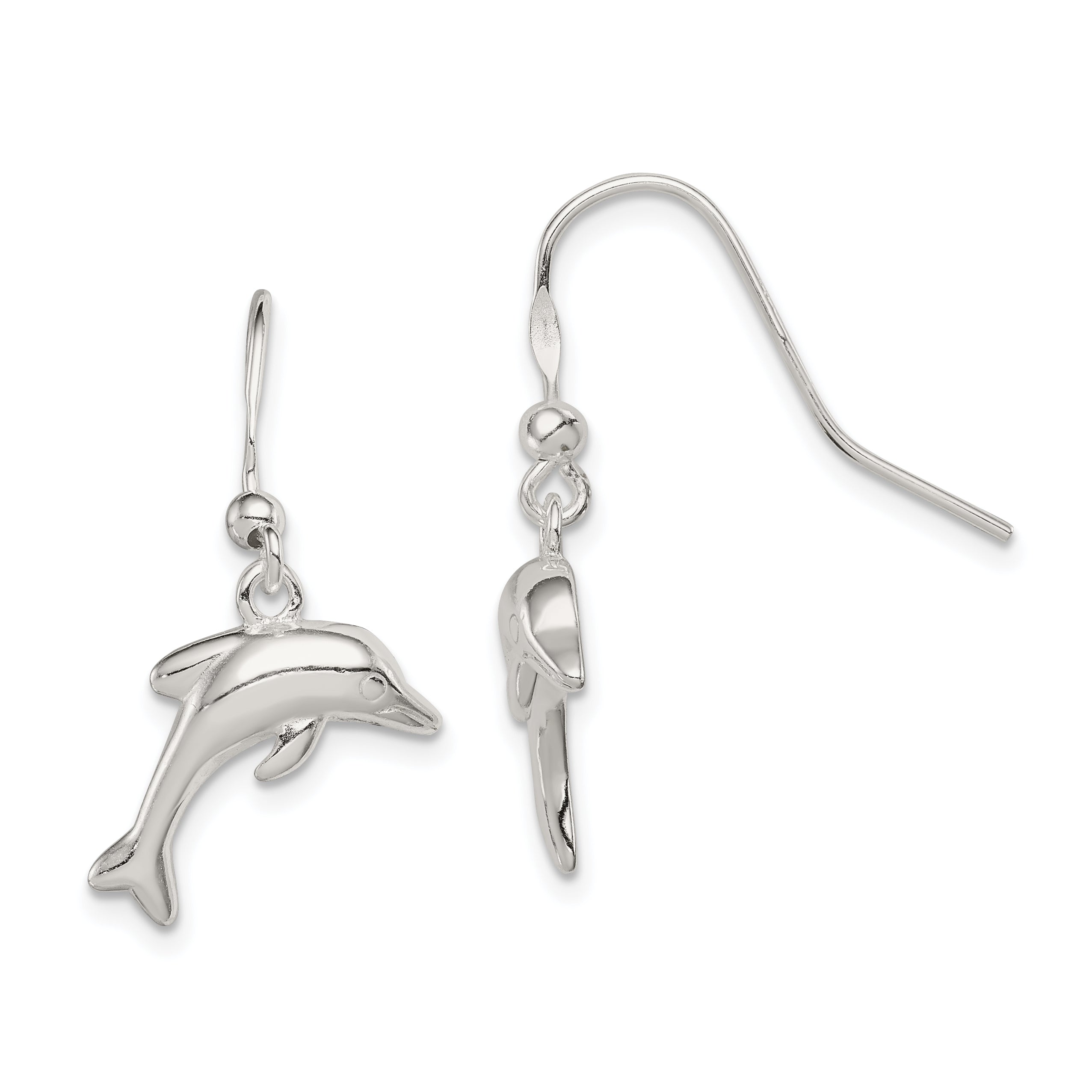 Sterling Silver Polished Dolphin Dangle Earrings Main image