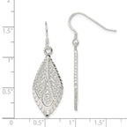 Sterling Silver Polished & D/C Fancy Filigree Teardrop Dangle Earrings