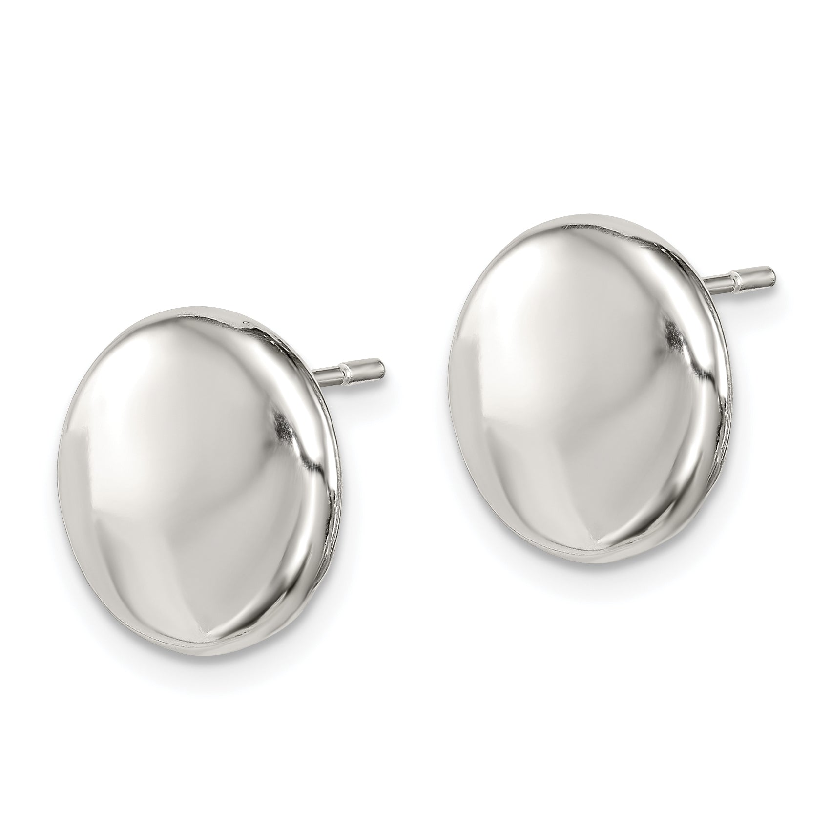 Sterling Silver Polished Button Post Earrings Secondary image