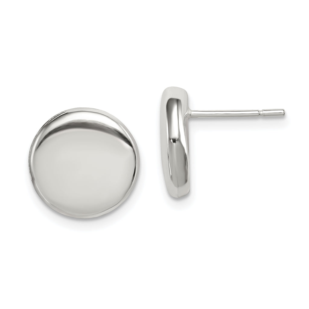Sterling Silver Polished Button Post Earrings