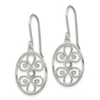 Sterling Silver Polished Filigree Oval Dangle Earrings