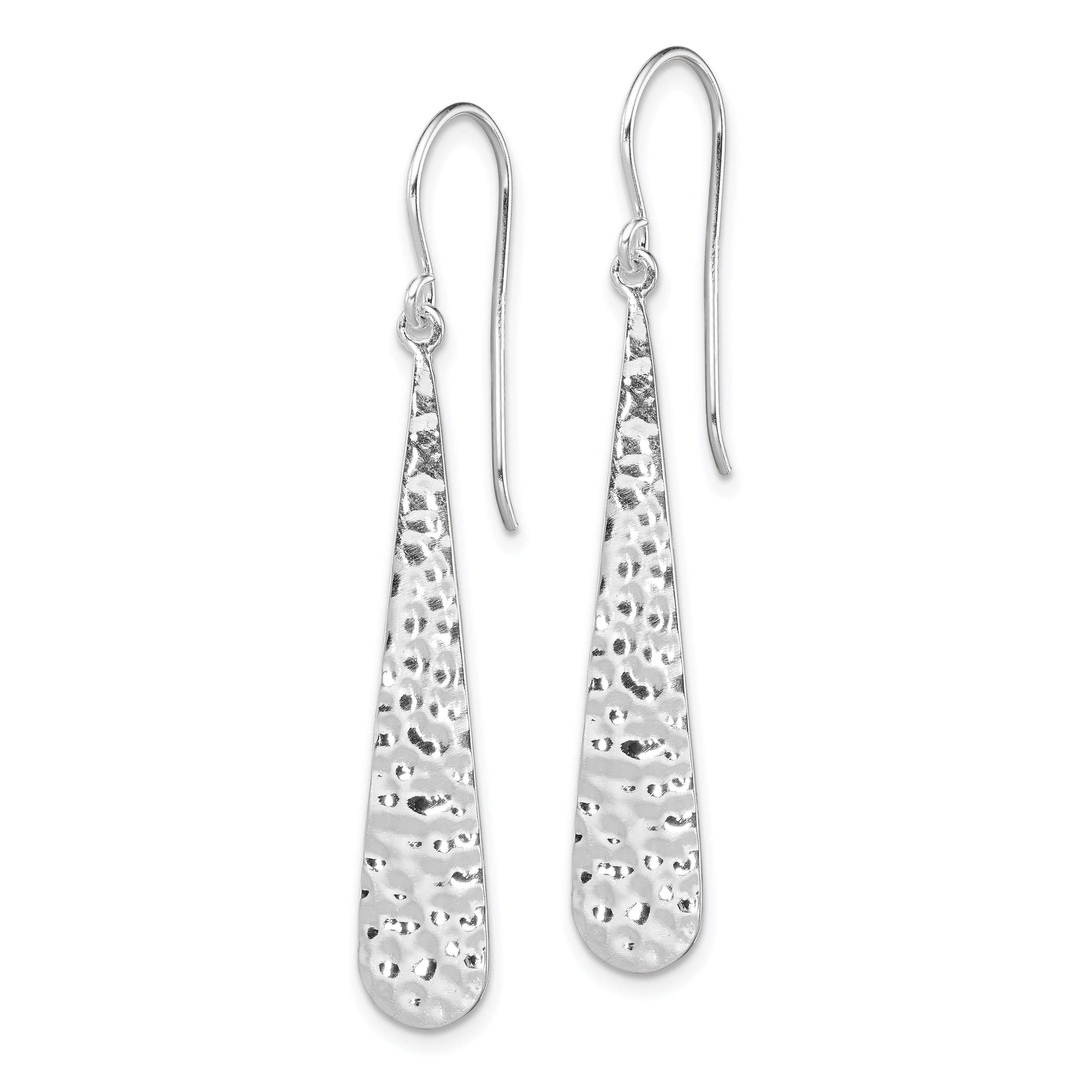 Sterling Silver Rhodium-plated Hammered Teardrop Dangle Earrings Secondary image