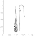 Sterling Silver Rhodium-plated Hammered Teardrop Dangle Earrings