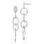 Sterling Silver Polished & Textured Circle & Oval Links Post Dangle Earring