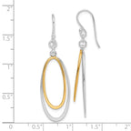 Sterling Silver Rhodium-plated & Gold-tone Double Oval Dangle Earrings