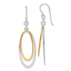 Sterling Silver Rhodium-plated & Gold-tone Double Oval Dangle Earrings