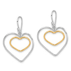 Sterling Silver Gold-Plated Double Heart Wire Dangle Earrings