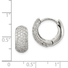 Sterling Silver Rhodium-plated CZ Hinged Hoop Earrings