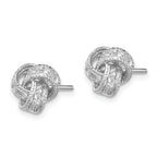 Sterling Silver Rhodium-plated CZ Love Knot Post Earrings