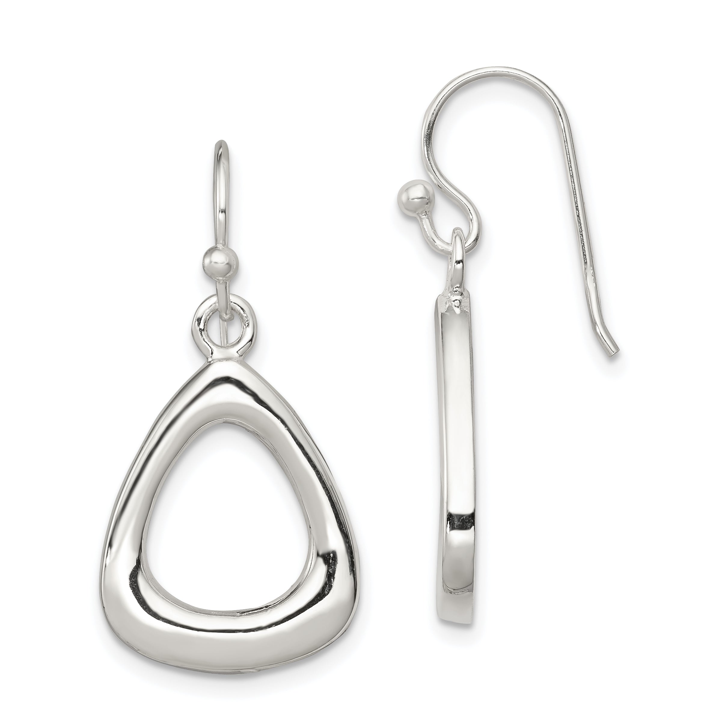 Sterling Silver Polished Triangular Shaped Dangle Earrings Main image