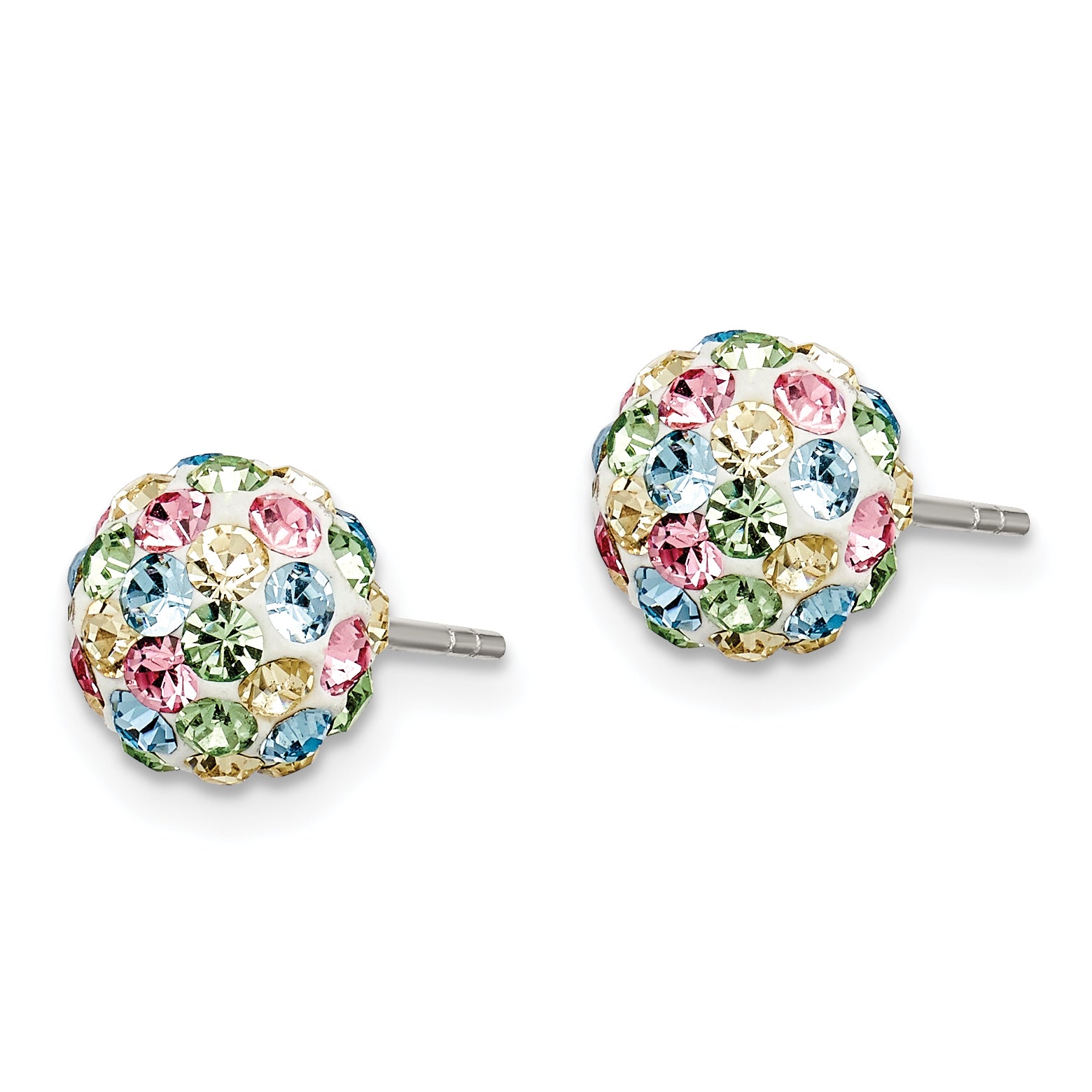 Sterling Silver Rhod-pltd Multicolor Preciosa Crystal 7mm Post Earrings Secondary image