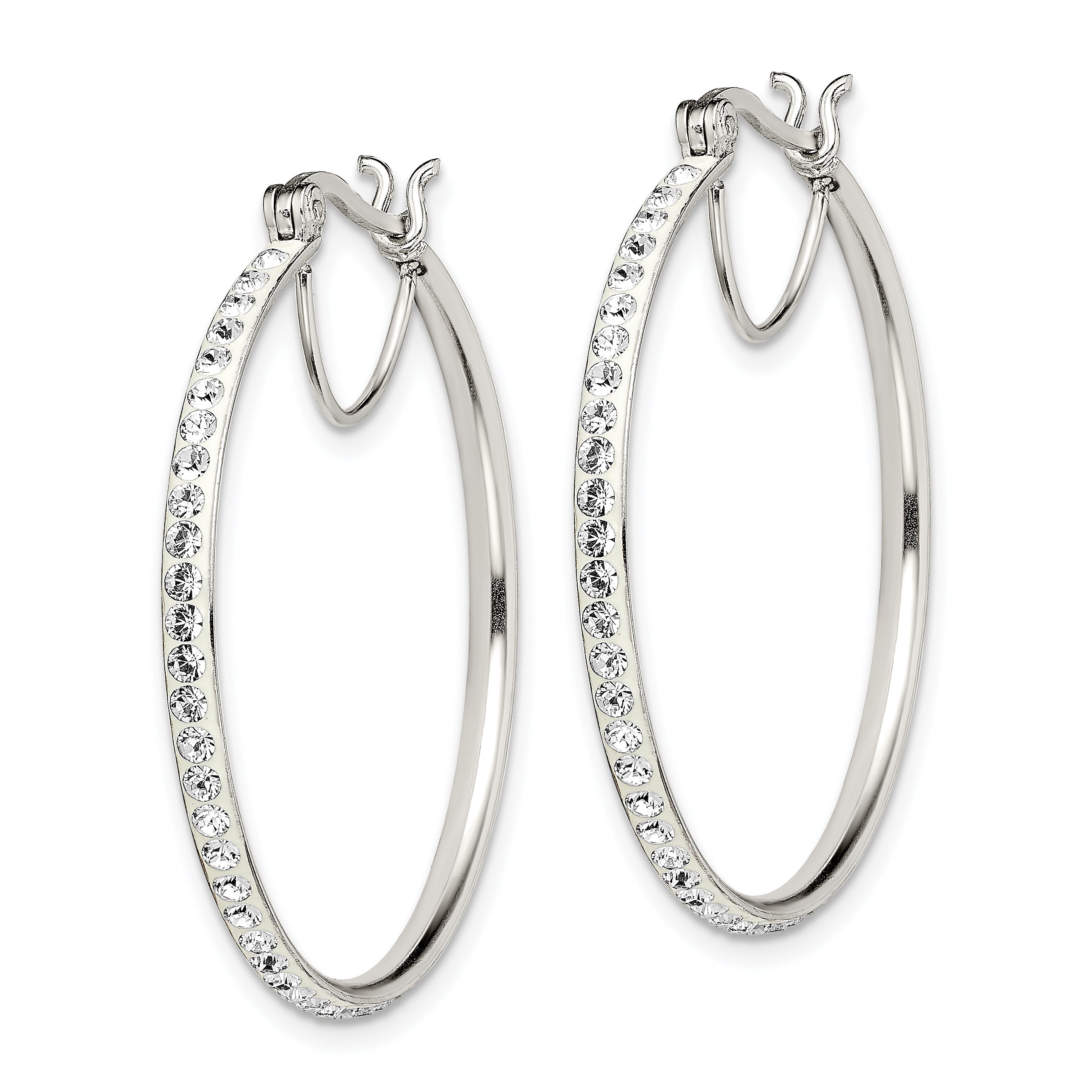 Sterling Silver Rhodium-plated White Preciosa Crystal Hoop Earrings Secondary image