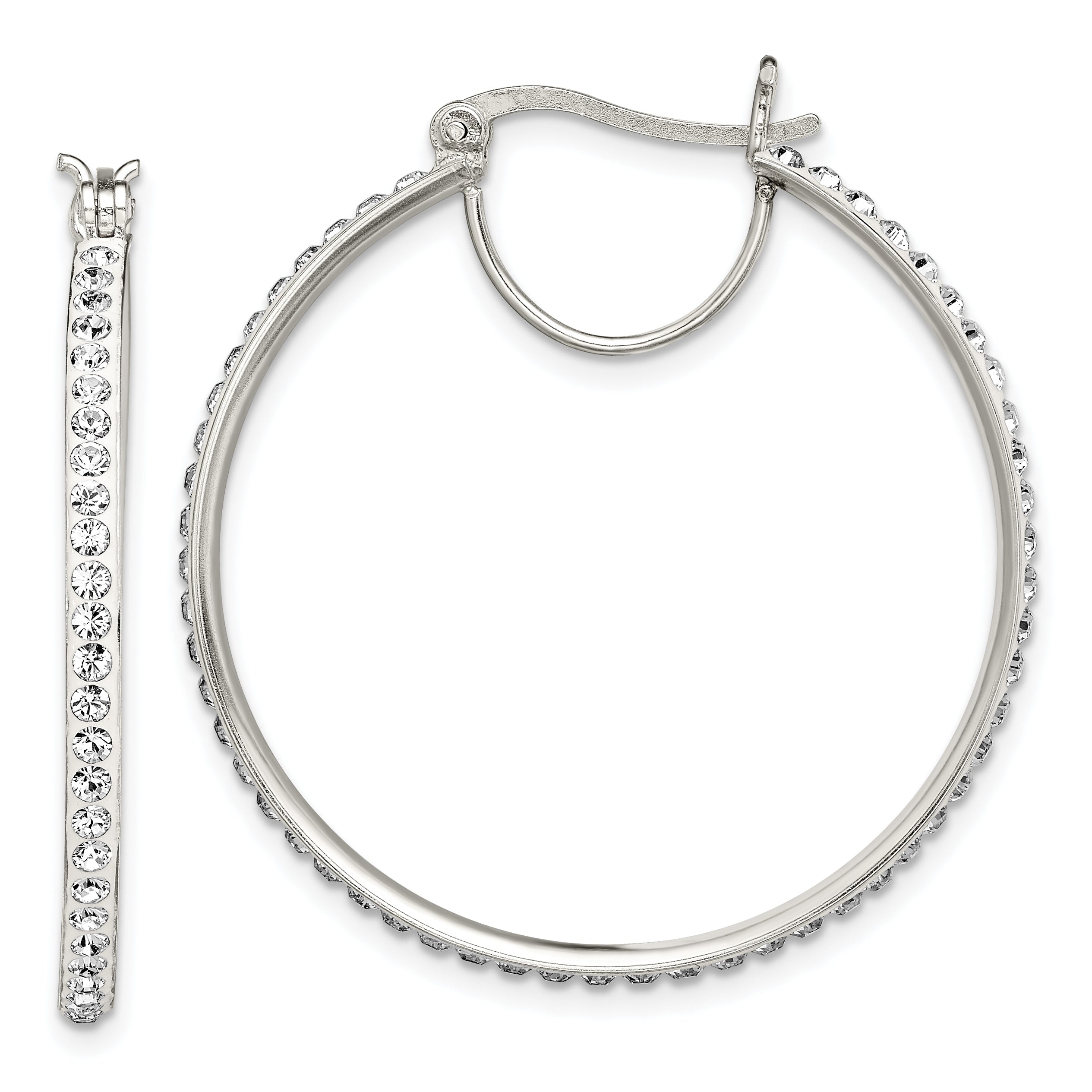 Sterling Silver Rhodium-plated White Preciosa Crystal Hoop Earrings Main image