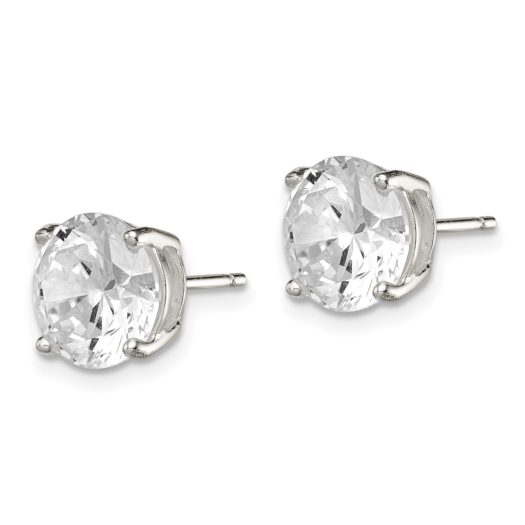 Sterling Silver 9mm Round Basket Set CZ Stud Earrings Secondary image