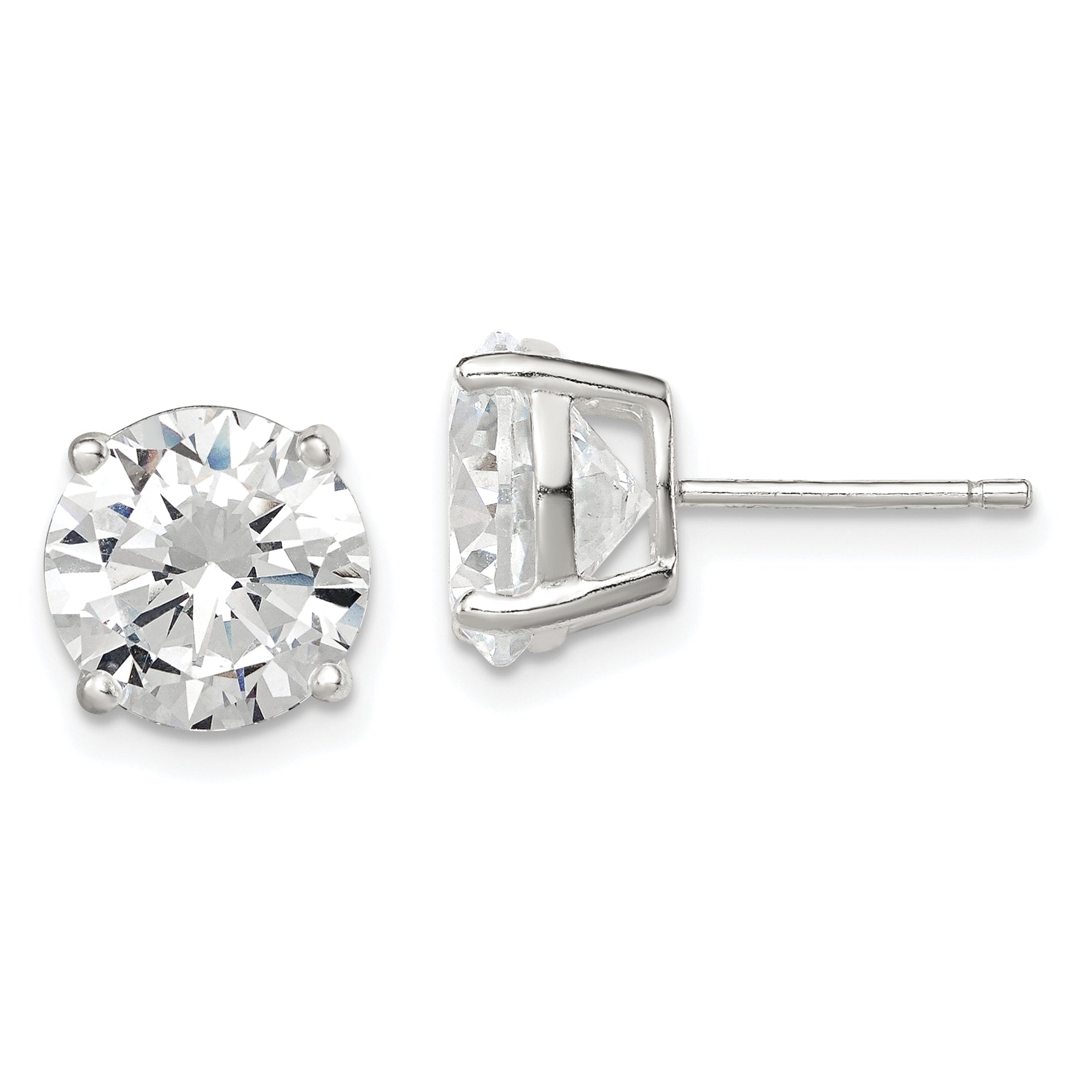 Sterling Silver 9mm Round Basket Set CZ Stud Earrings Main image