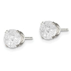 Sterling Silver 6mm Round Snap Set Laser-cut CZ Stud Earrings