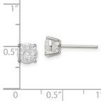 Sterling Silver 6mm Round Basket Set Laser-cut CZ Stud Earrings