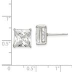 Sterling Silver 9mm Square CZ Basket Set Stud Earrings