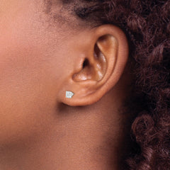 Sterling Silver 4mm Square Snap Set Cross-cut CZ Stud Earrings