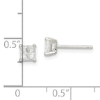 Sterling Silver 4mm Square Cross-cut CZ Basket Set Stud Earrings
