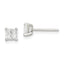 Sterling Silver 4mm Square Cross-cut CZ Basket Set Stud Earrings