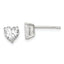 Sterling Silver Polished 6mm Heart 3 Prong Basket Set CZ Stud Earrings