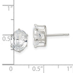 Sterling Silver Polished 9x7mm Oval Snap Set CZ Stud Earrings