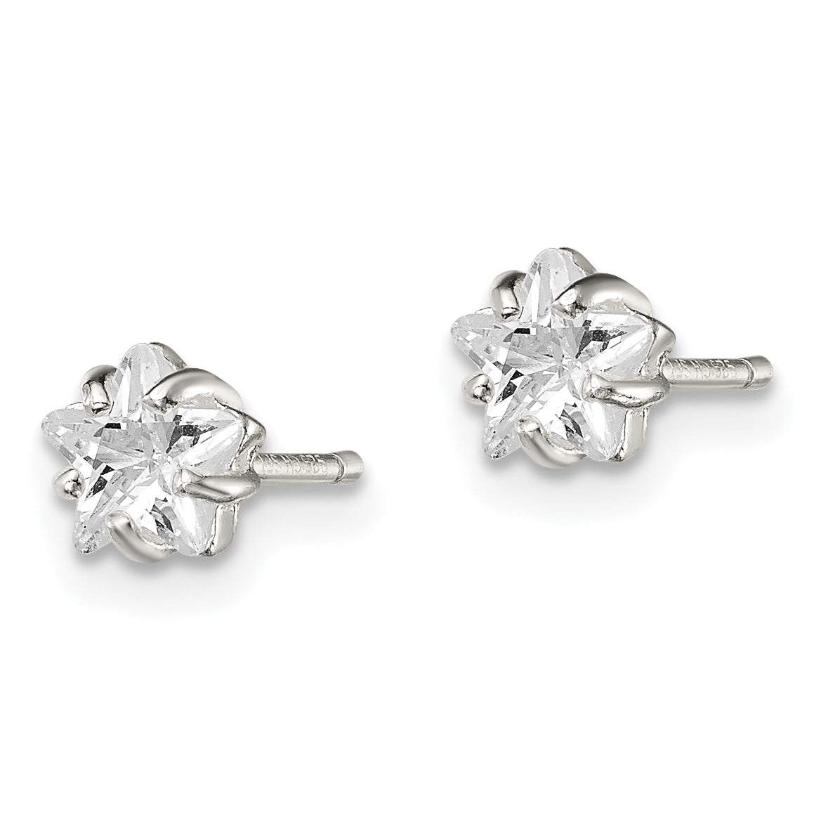 Sterling Silver Polished 5mm Star Basket Set CZ Stud Earrings Secondary image