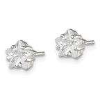 Sterling Silver Polished 6mm Star Basket Set CZ Stud Earrings