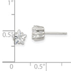 Sterling Silver Polished 6mm Star Basket Set CZ Stud Earrings