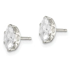Sterling Silver Polished 7x3.5mm Marquise Snap Set CZ Stud Earrings