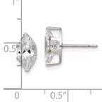 Sterling Silver Polished 10x5mm Marquise Snap Set CZ Stud Earrings