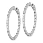 Sterling Shimmer Sterling Silver Rhodium-plated 100 Stone 1.3mm CZ In and Out Round Hinged Hoop Earrings