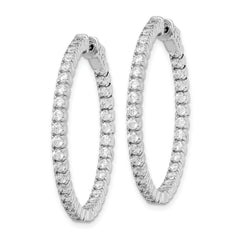 Sterling Shimmer Sterling Silver Rhodium-plated 70 Stone 2mm CZ In and Out Round Hinged Hoop Earrings