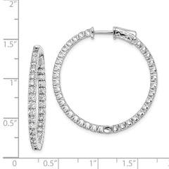Sterling Shimmer Sterling Silver Rhodium-plated 70 Stone 2mm CZ In and Out Round Hinged Hoop Earrings