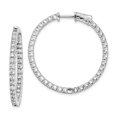 Sterling Shimmer Sterling Silver Rhodium-plated 70 Stone 2mm CZ In and Out Round Hinged Hoop Earrings