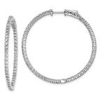 Sterling Shimmer Sterling Silver Rhodium-plated 100 Stone 2mm CZ In and Out Round Hinged Hoop Earrings