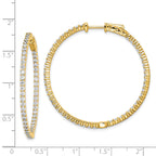 Sterling Shimmer Sterling Silver Gold-tone Flash Gold-plated 100 Stone 2mm CZ In and Out Round Hinged Hoop Earrings