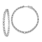Sterling Shimmer Sterling Silver Rhodium-plated 54 Stone 3.5mm CZ In and Out Round Hinged Hoop Earrings