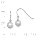 Sterling Silver Rhodium-plated Polished Grey 7-8mm Freshwater Cultured Pearl Dangle Earrings