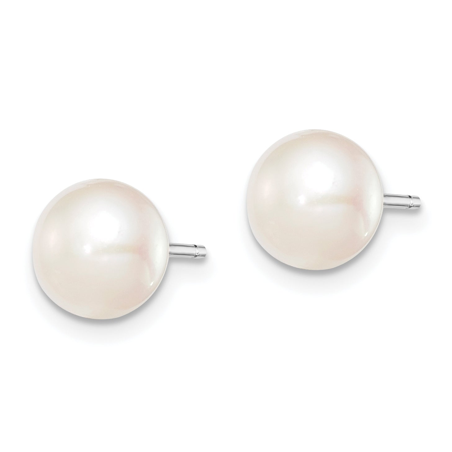 Sterling Silver Rh-plated 7-8mm White FW Cultured Button Pearl Stud Earring Secondary image