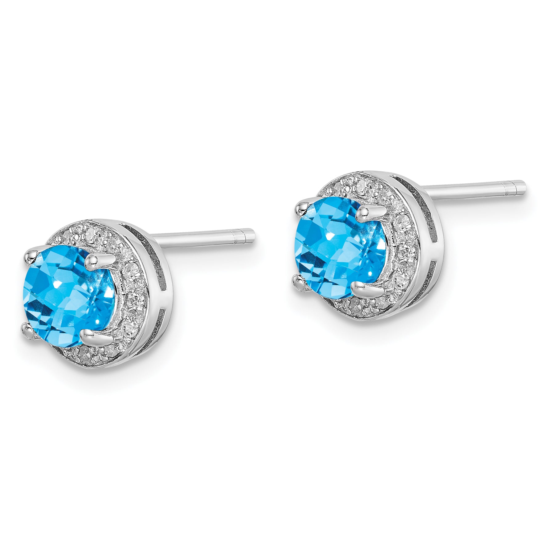 Sterling Silver Rhodium-plated Diamond and Blue Topaz Earring Secondary image