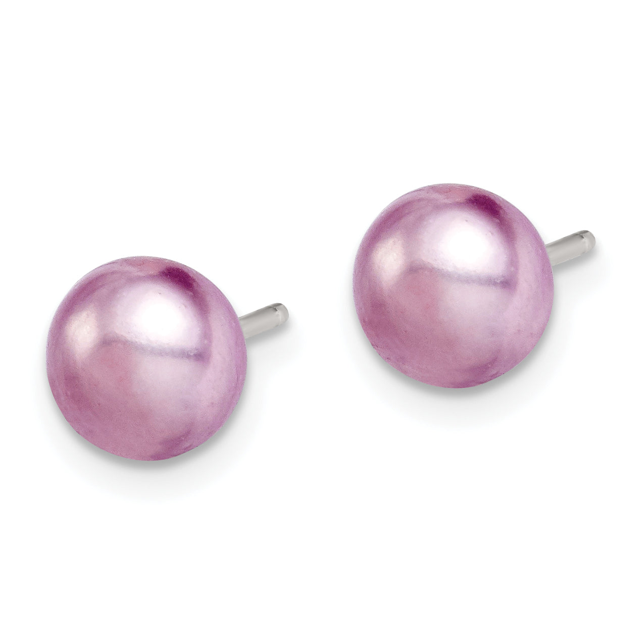 Sterling Silver Polished Purple 6-7mm Freshwater Cultured Pearl Button Post Earrings Secondary image