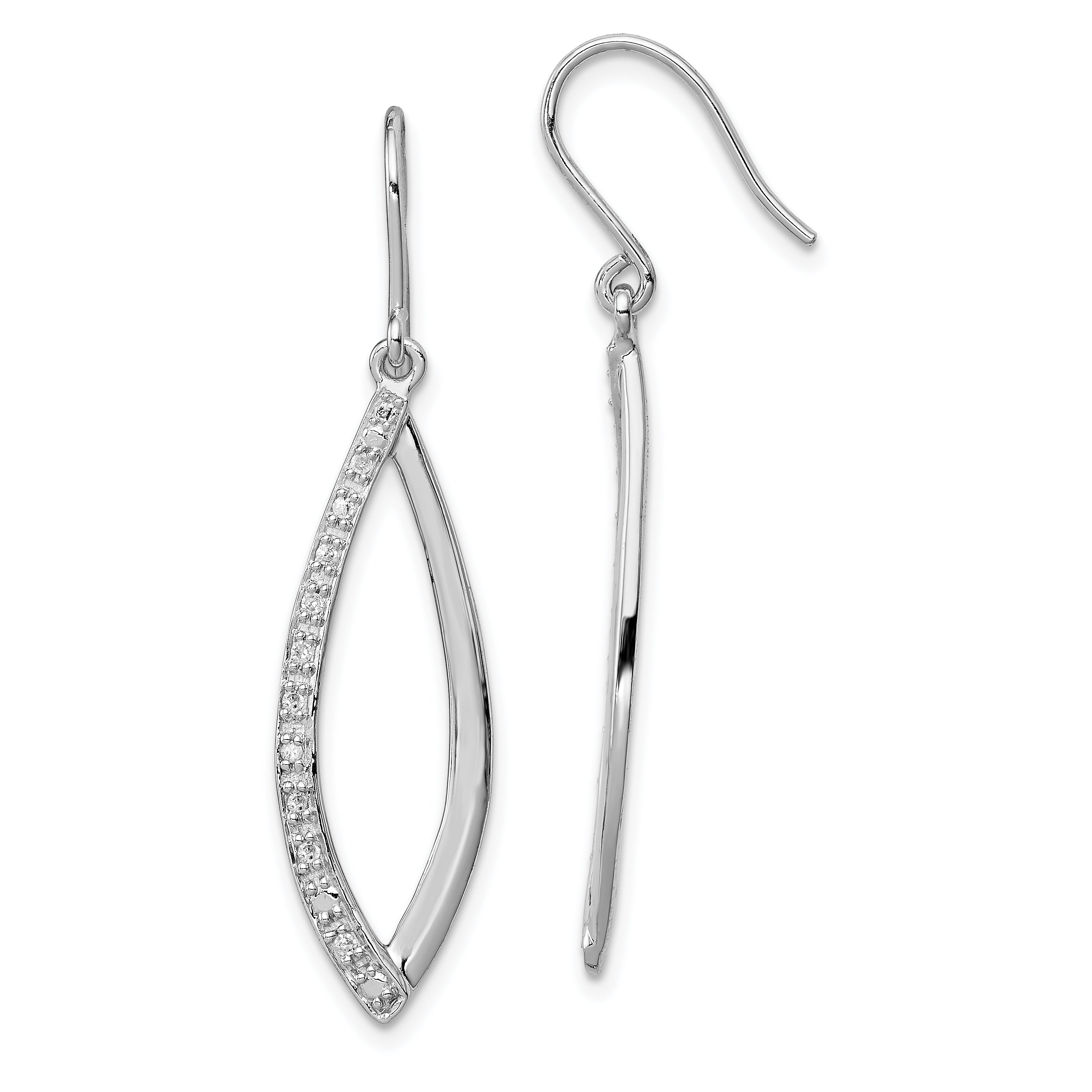 Sterling Silver Rhodium Diam. Dangle Earrings Main image