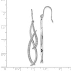 Sterling Silver Rhodium Diam. Dangle Earrings