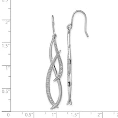 Sterling Silver Rhodium Diam. Dangle Earrings