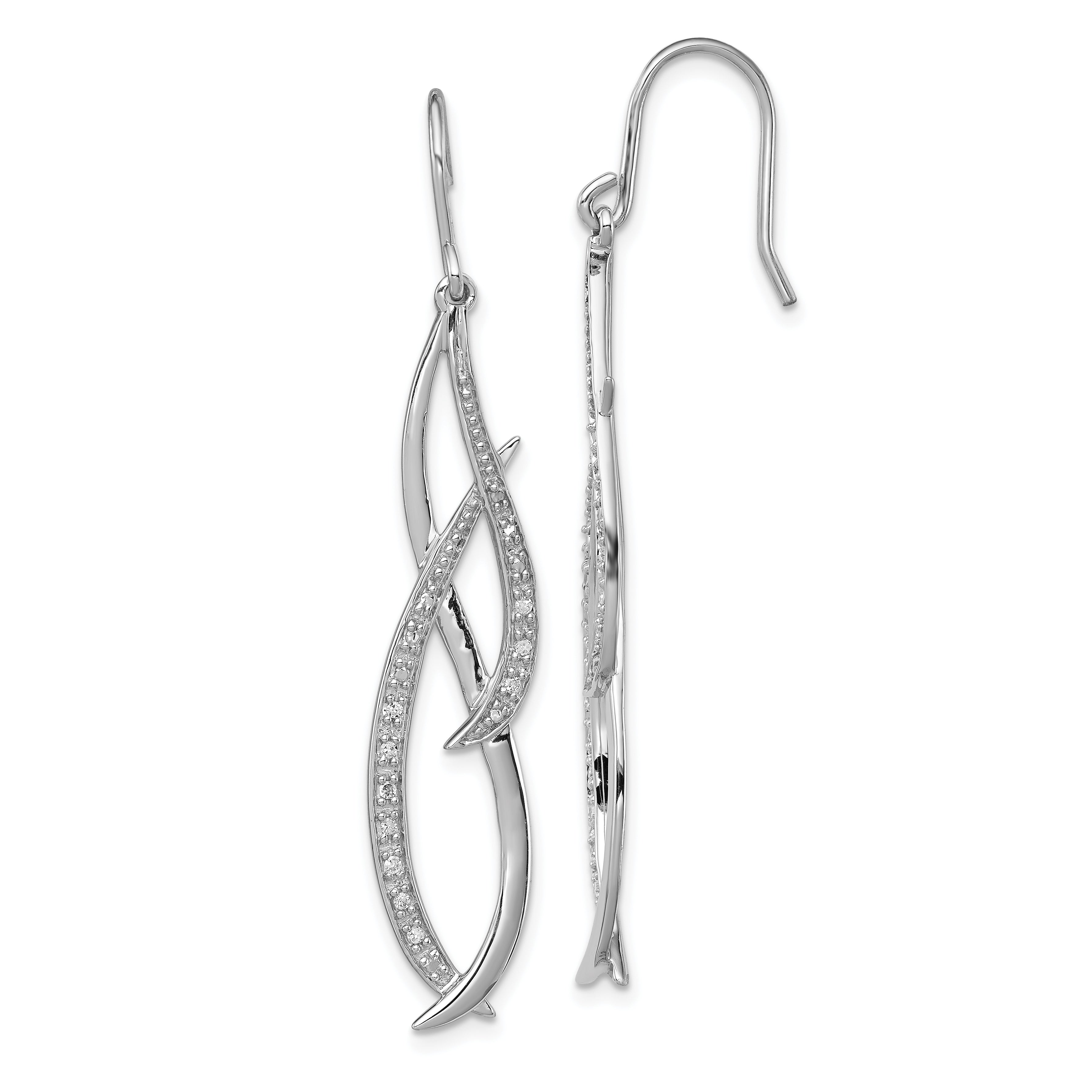 Sterling Silver Rhodium Diam. Dangle Earrings Main image