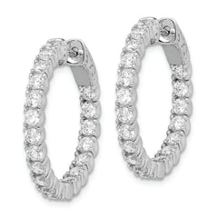 Sterling Shimmer Sterling Silver Rhodium-plated 38 Stone 2.5mm CZ In and Out Round Hinged Hoop Earrings